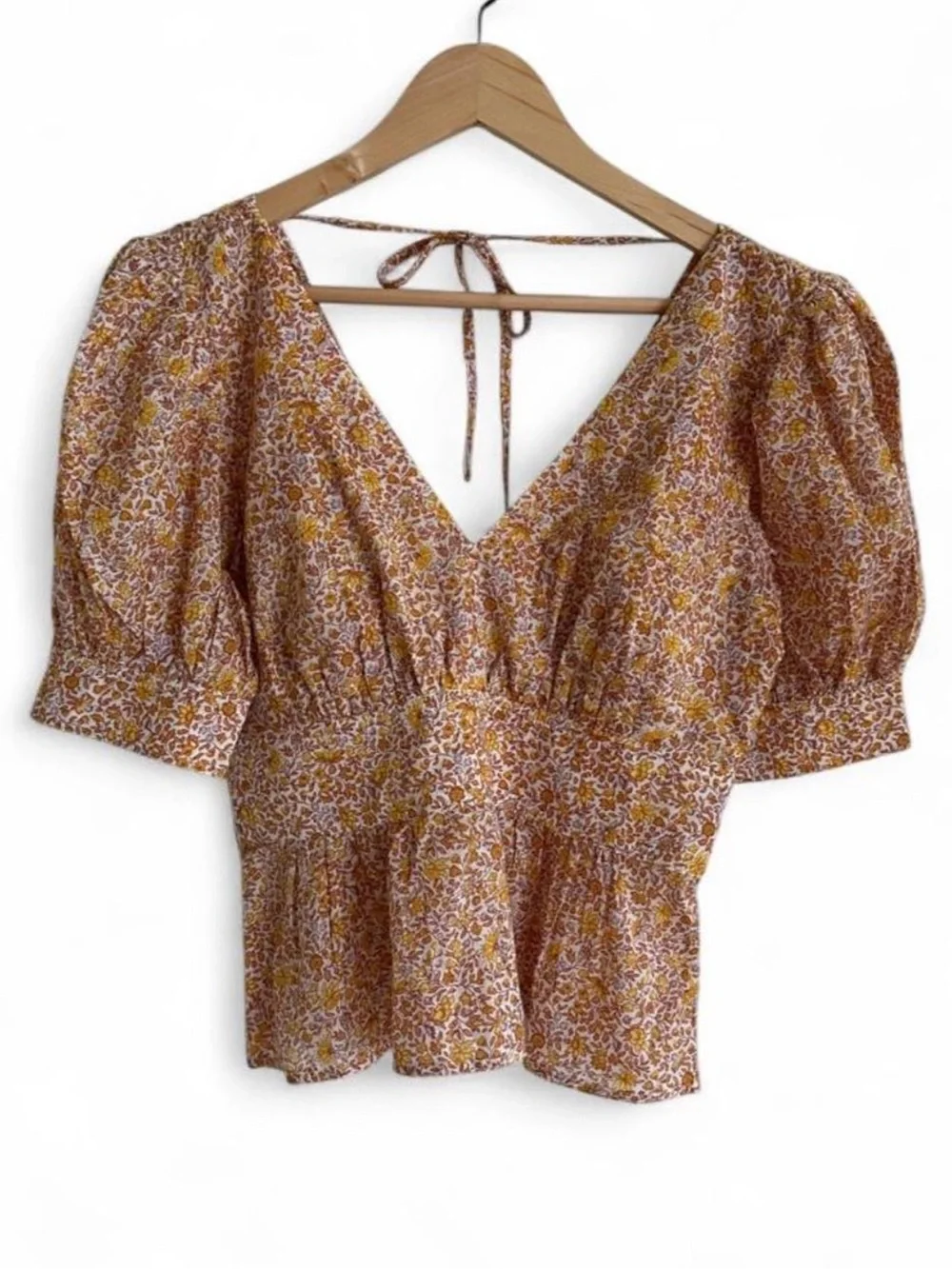 J.Crew 100% Cotton Floral Peplum Puff Sleeve Coquette Cottagecore Blouse 2